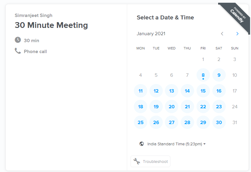 Calendly Calendar scheduling