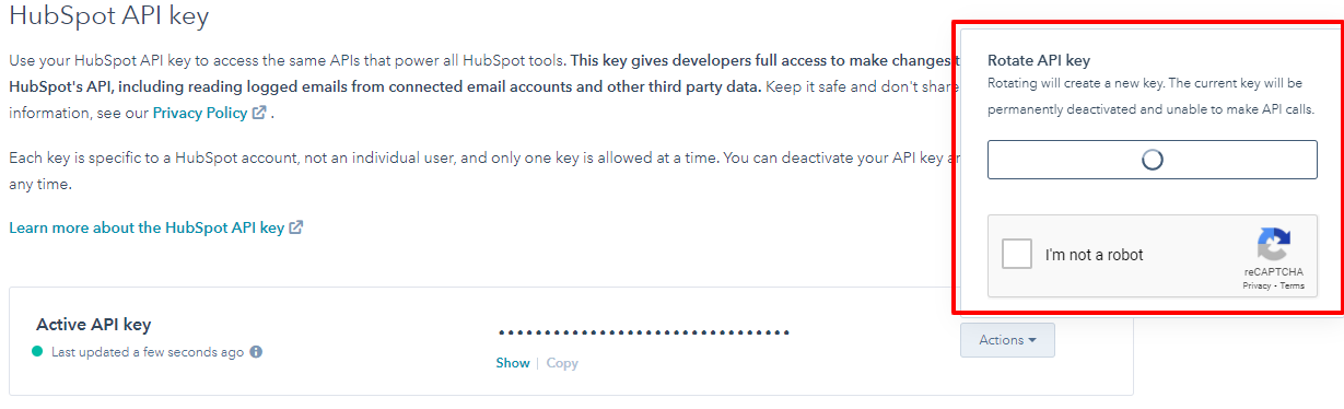Rotate API Key HubSpot