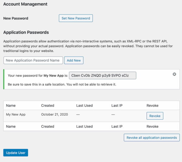 Application Password WordPress