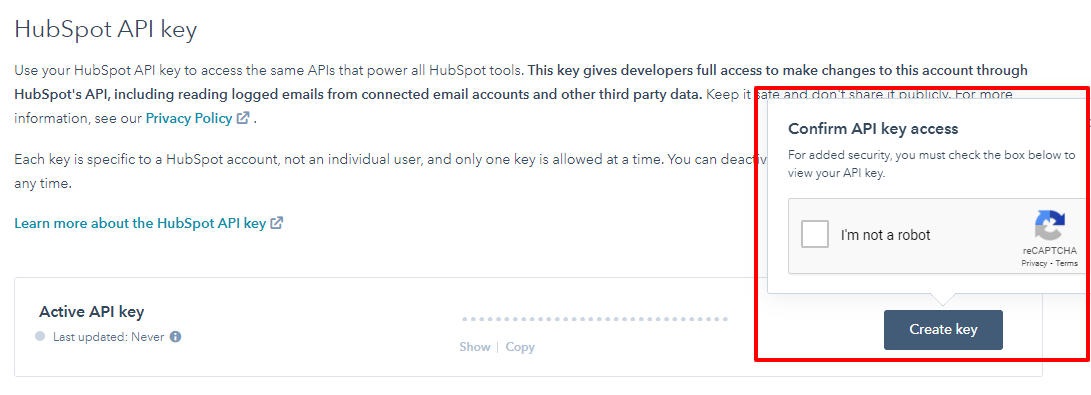 API Key HubSpot rotate