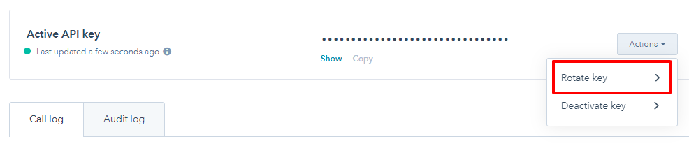 rotate HubSpot API key