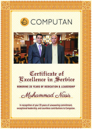 Muhammad Nasir 20 Year Certificate